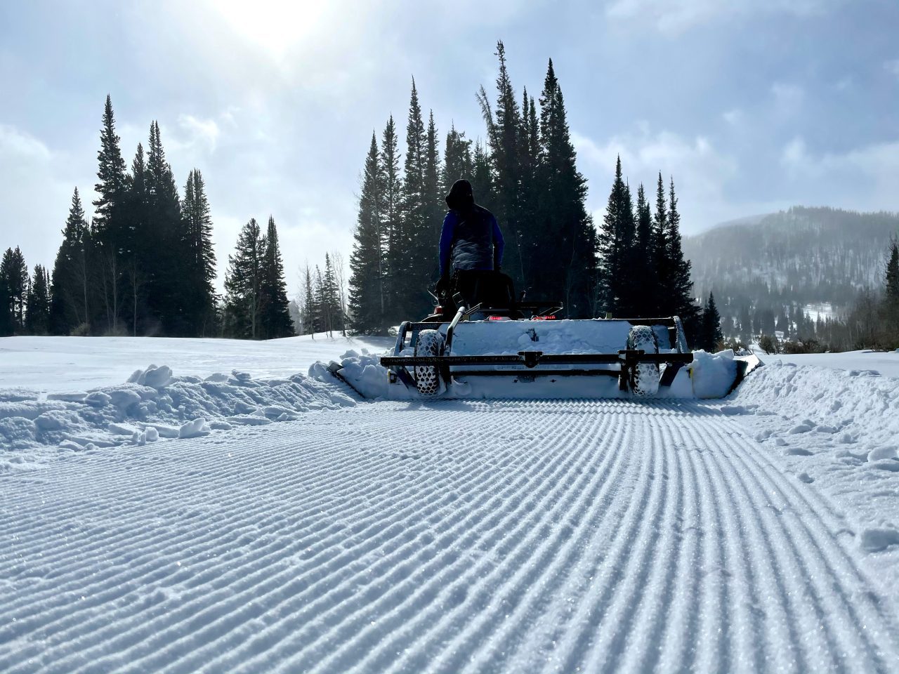 snow grooming to leave corduroy trail snow grooming to leave corduroy trail